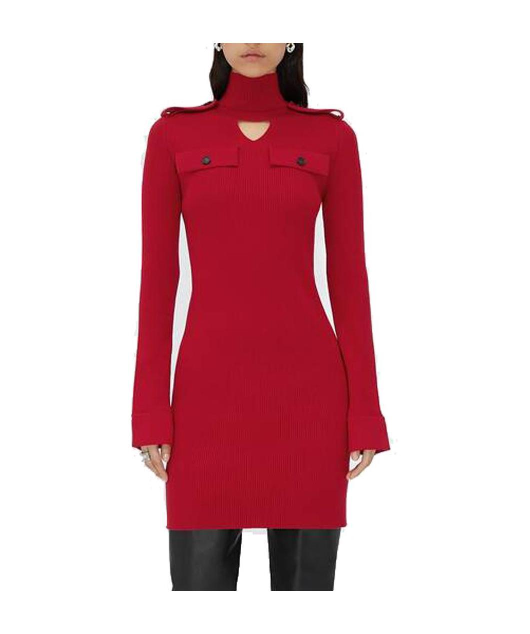 Bottega Veneta Cut-out Triangle Fitted Dress In Red
