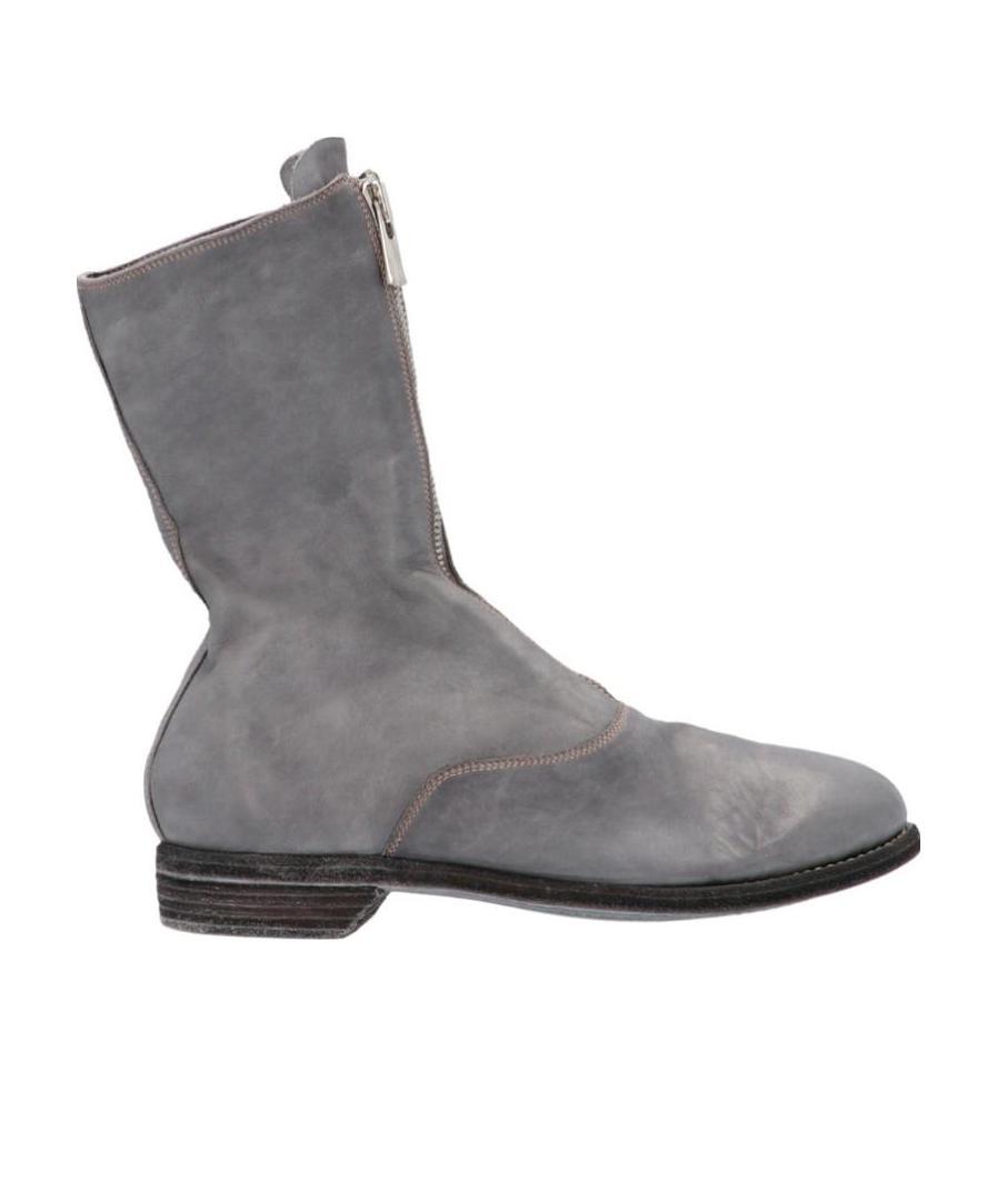 Guidi 'mid-calf Round Toe Boots Stitching' In Gray