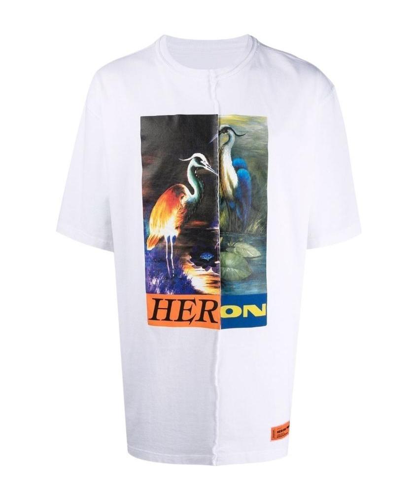 Heron Preston Split Heron Print T-shirt In White