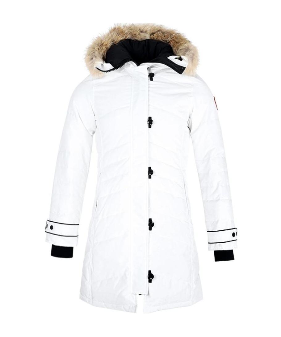 Canada Goose Logo Patch Down Jacket In White
