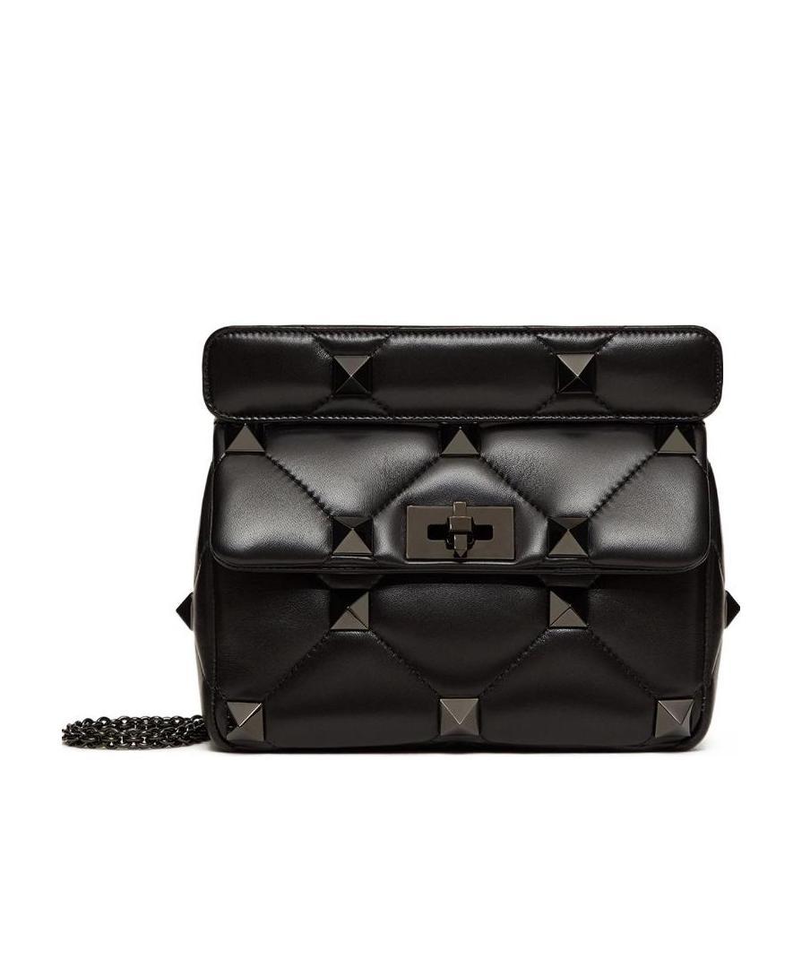 Valentino Rockstud-embellishment Diamond-quilt Tote Bag In Black