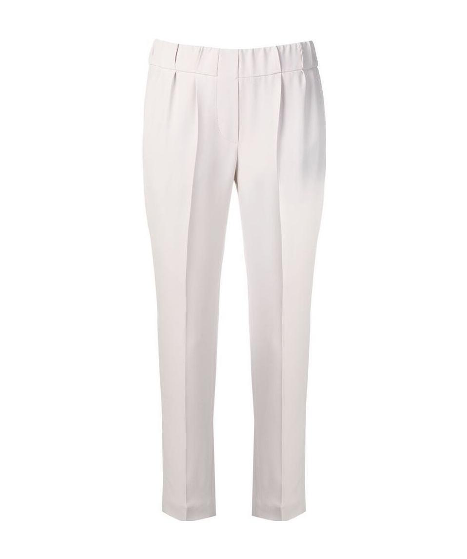 Brunello Cucinelli Tapered Elasticated Trousers In White