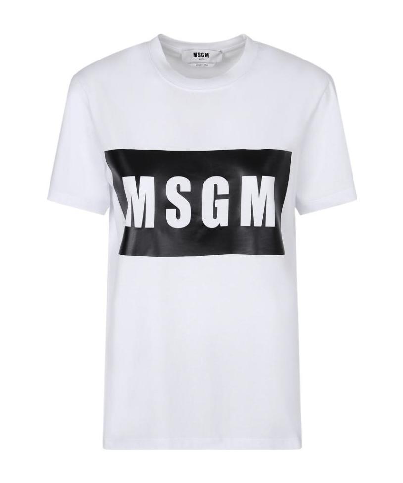 Msgm Logo Print Crewneck T-shirt In White