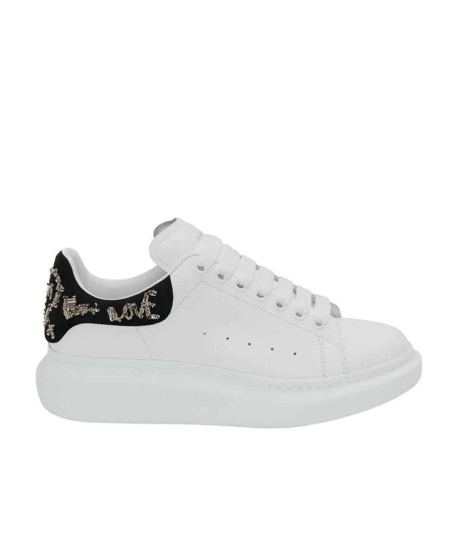 Alexander Mcqueen Sequin-embellished Lace-up Sneakers In White