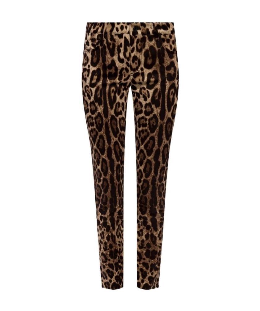 Shop Dolce & Gabbana Leopard Print Cropped Jeans In Black