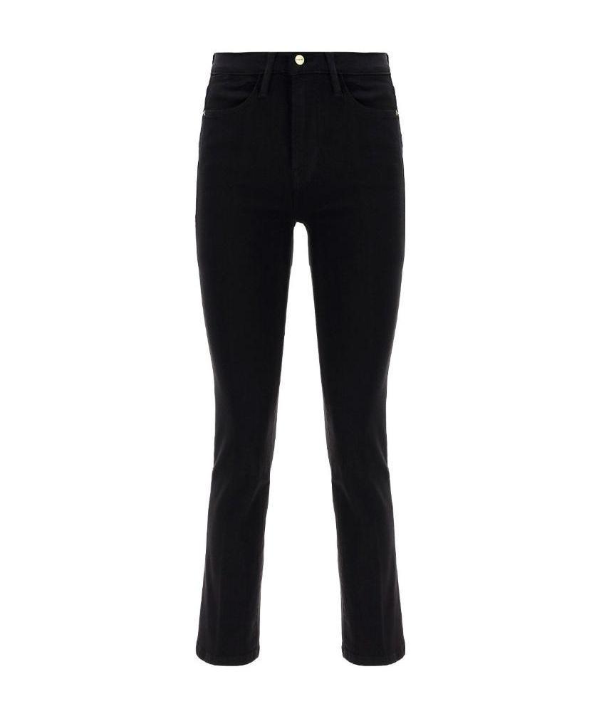 Frame Le High Straight Cropped High-rise Straight-leg Jeans In Black