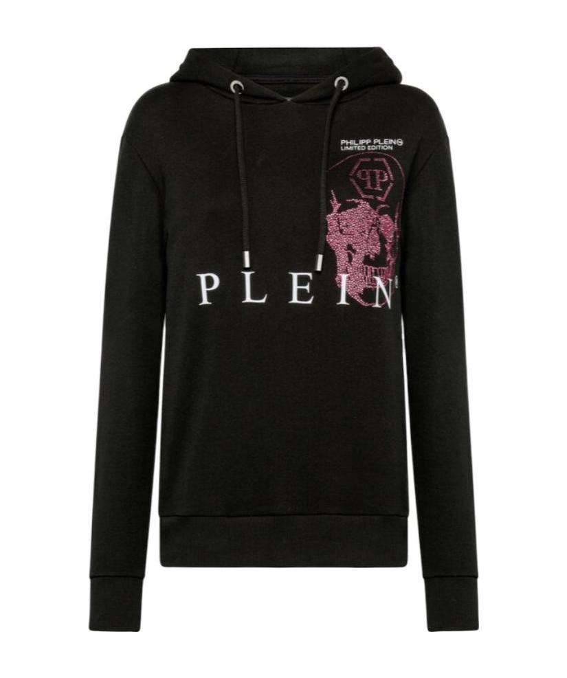 Philipp Plein Logo Details Hooded Hoodie In Black