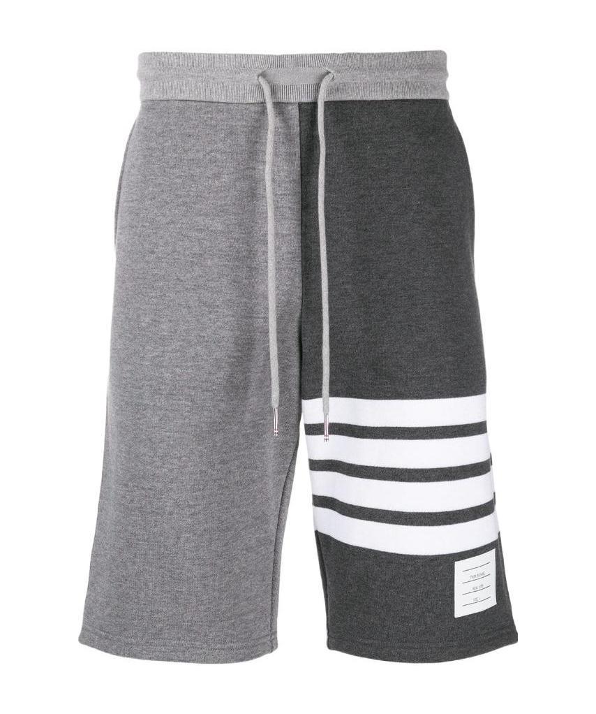 Thom Browne 4-bar Striped Sports Shorts With Drawstring Waist In Gray
