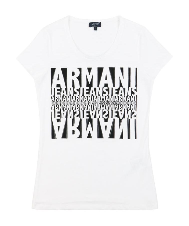 Armani Jeans Round-necked Logo T-shirt In White