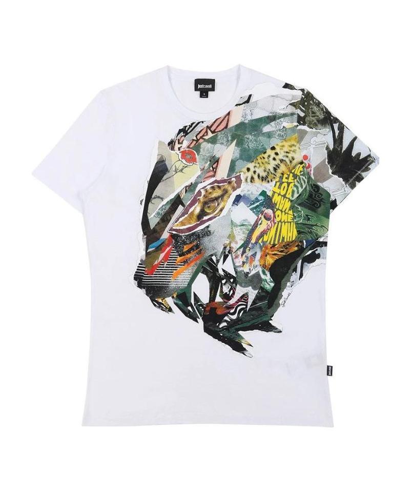 Just Cavalli T-shirt With Round Neck And Short Sleeves In White