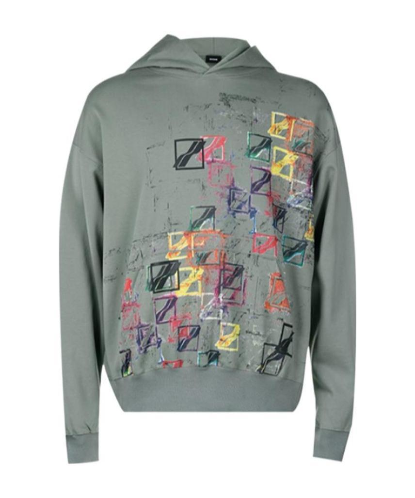 We11 Done Abstract Print Hoodie In Gray