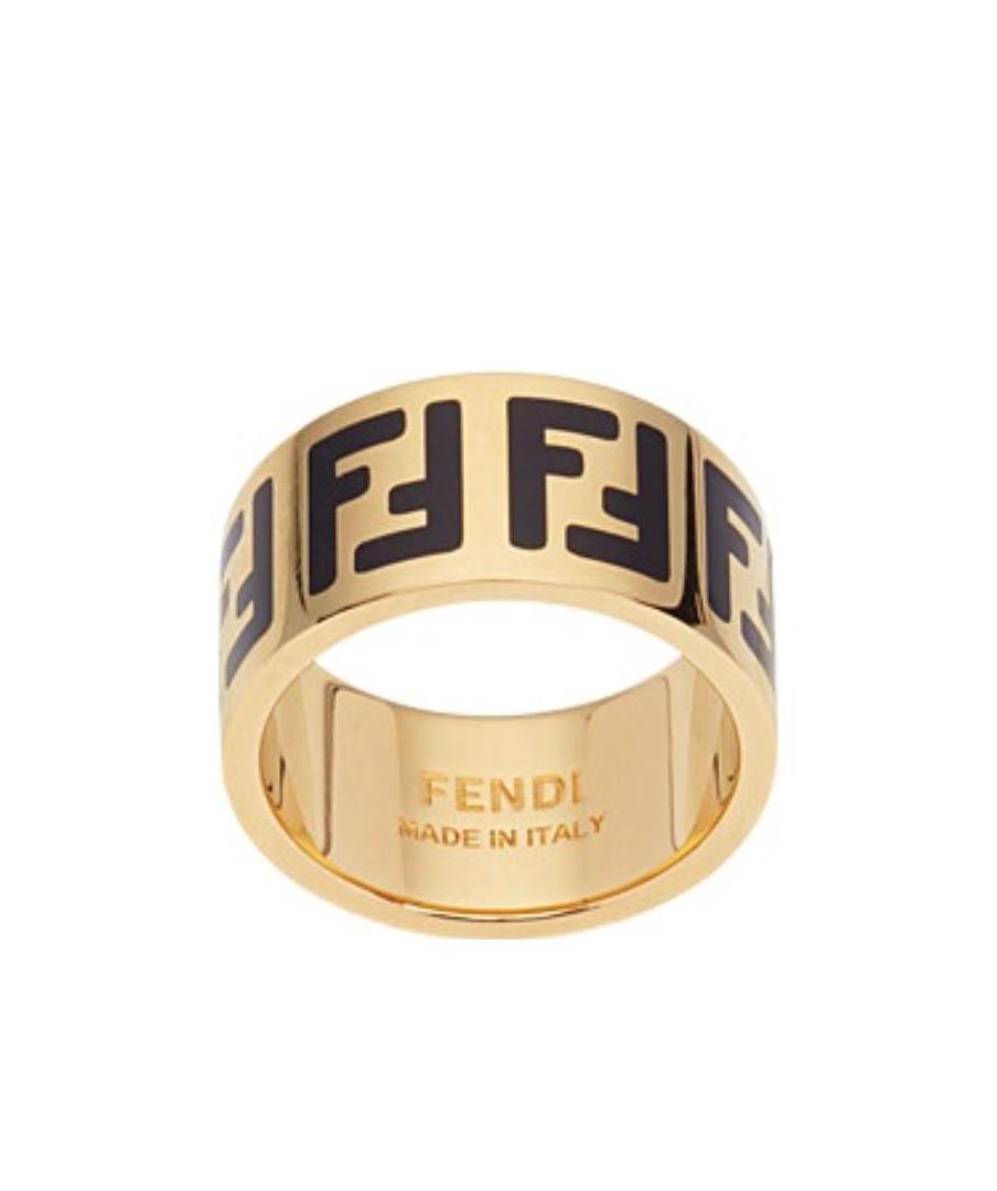 Fendi Monogram Pattern Ring In Golden