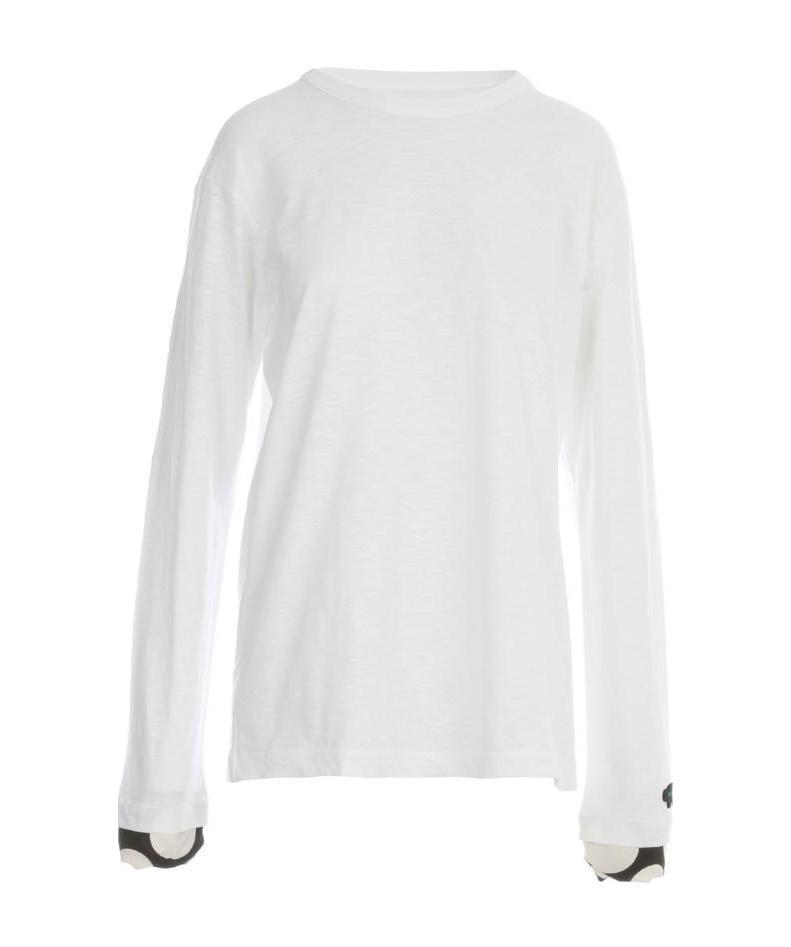 Y's Long-sleeved T-shirt With Round Neck In White
