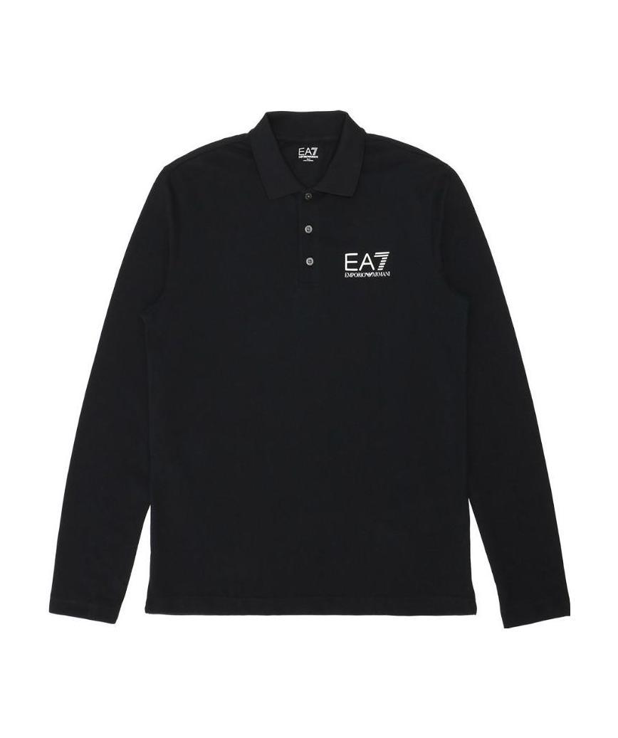 Ea7 Logo Printed Polo Shirt In Black