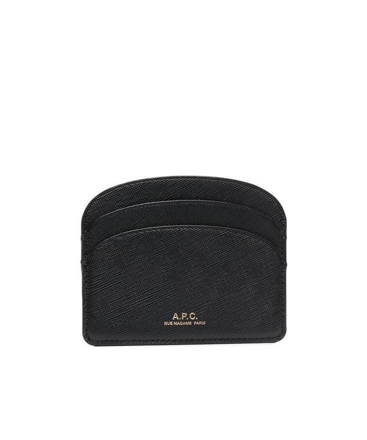 Apc Demi-lune Leather Cardholder In Black