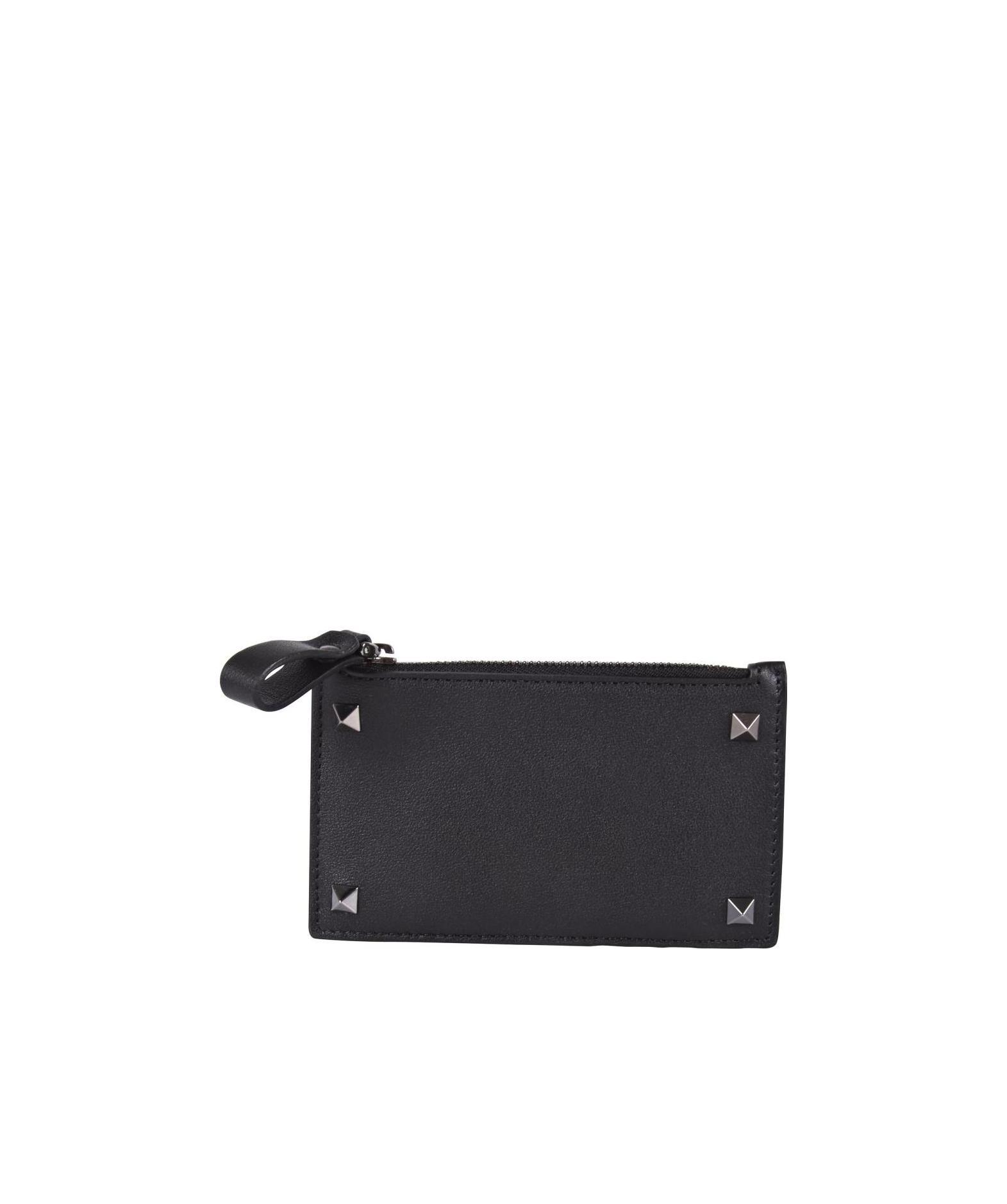Valentino Signature Rockstud Embellishment Wallet In Black