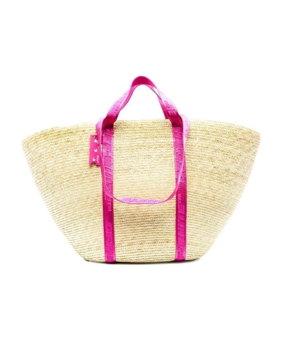 Off-white Industrial-strap Straw Tote Bag In Nude