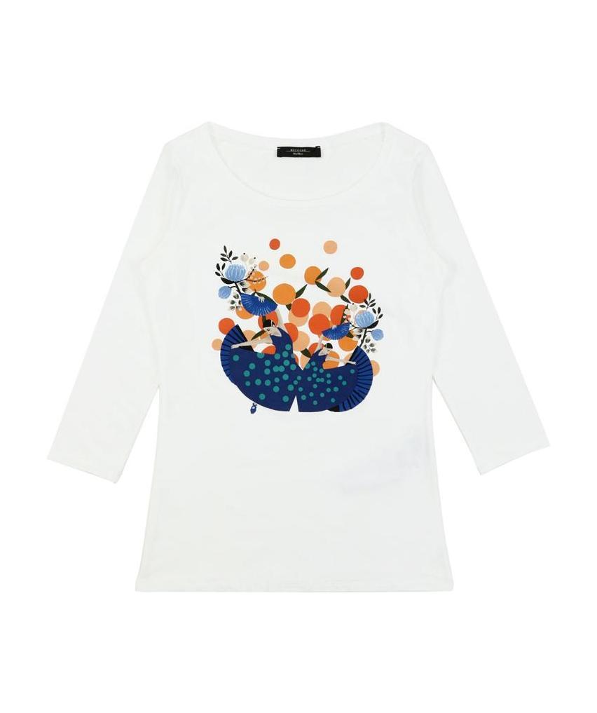 Weekend Max Mara T-shirt With Round Neck And Long Sleeves In White