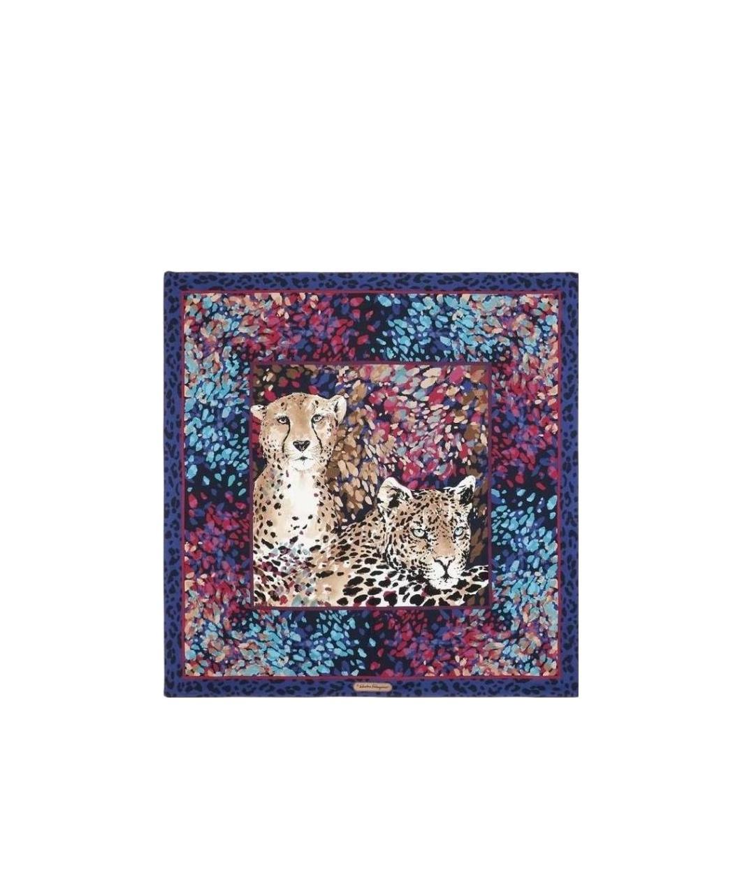Ferragamo Logo Printed Silk Scarf In Blue