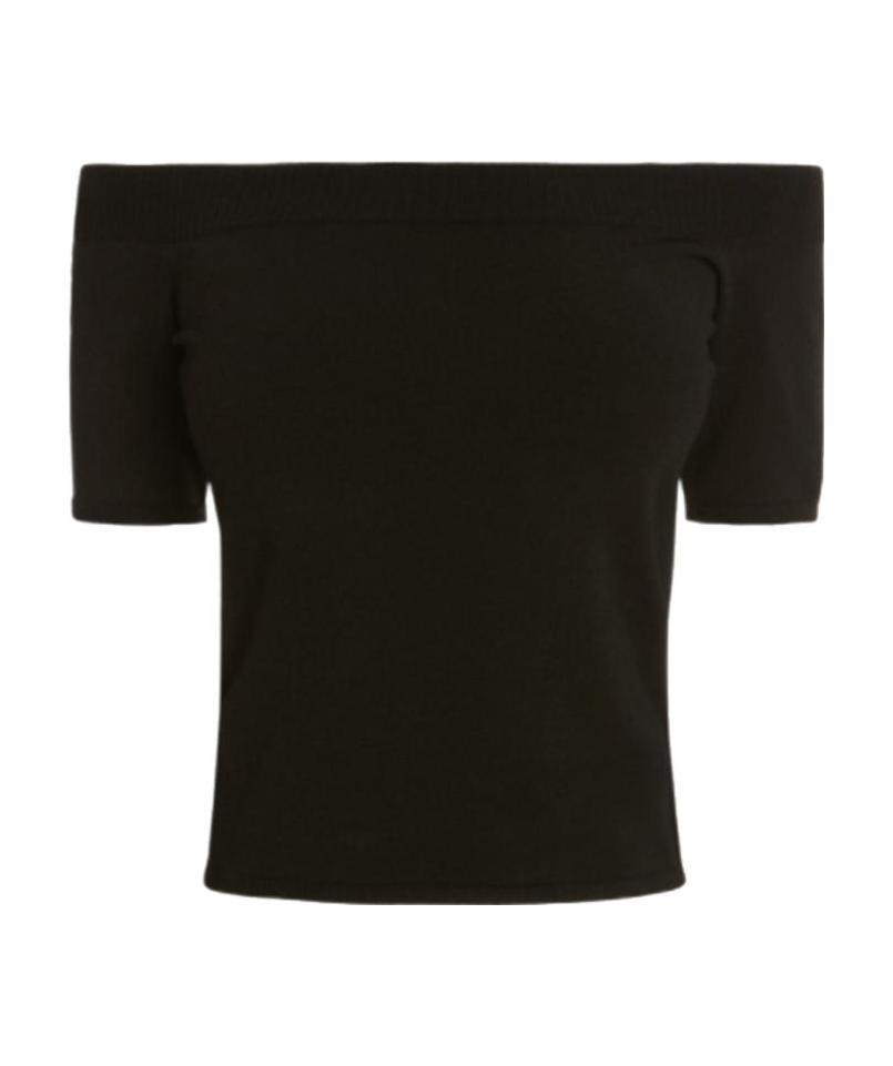 Alexander Mcqueen Amq Knt Swtr Ss Off Shldr  Strtch Visc K In Black