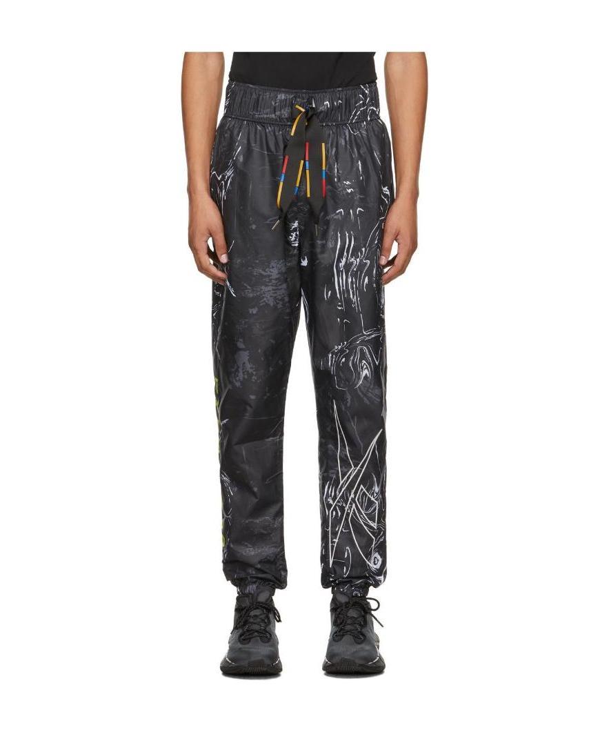 Reebok Black Pattern Printed Drawstring Sweatpants In Black