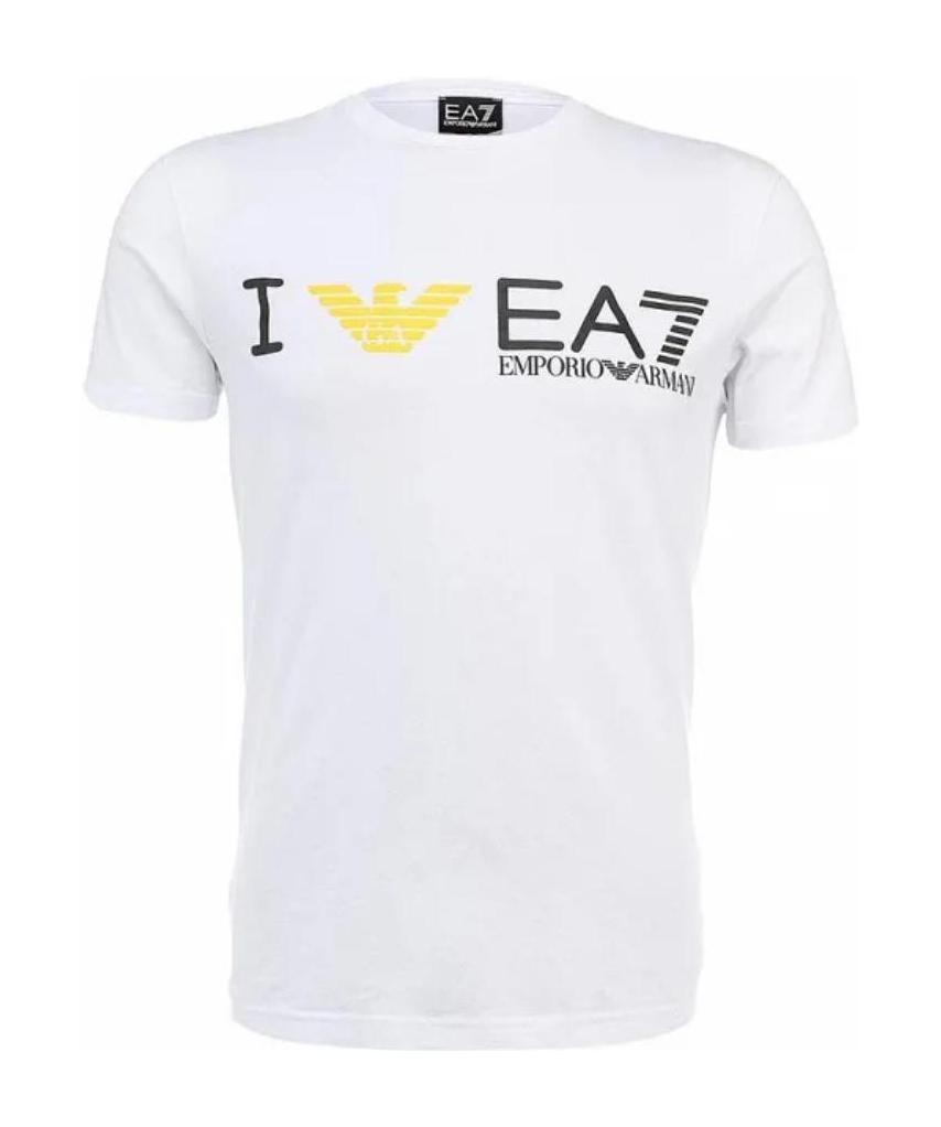 Ea7 Round-necked Logo T-shirt In White
