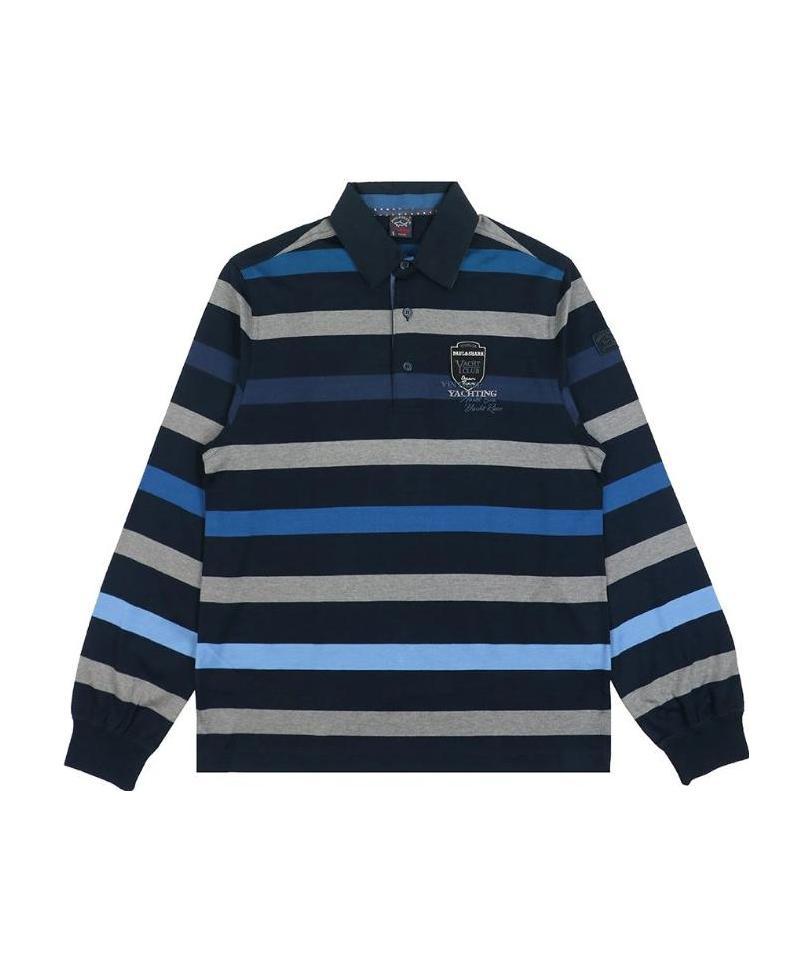 Shop Paul & Shark Striped Long-sleeved Polo Shirt In Black