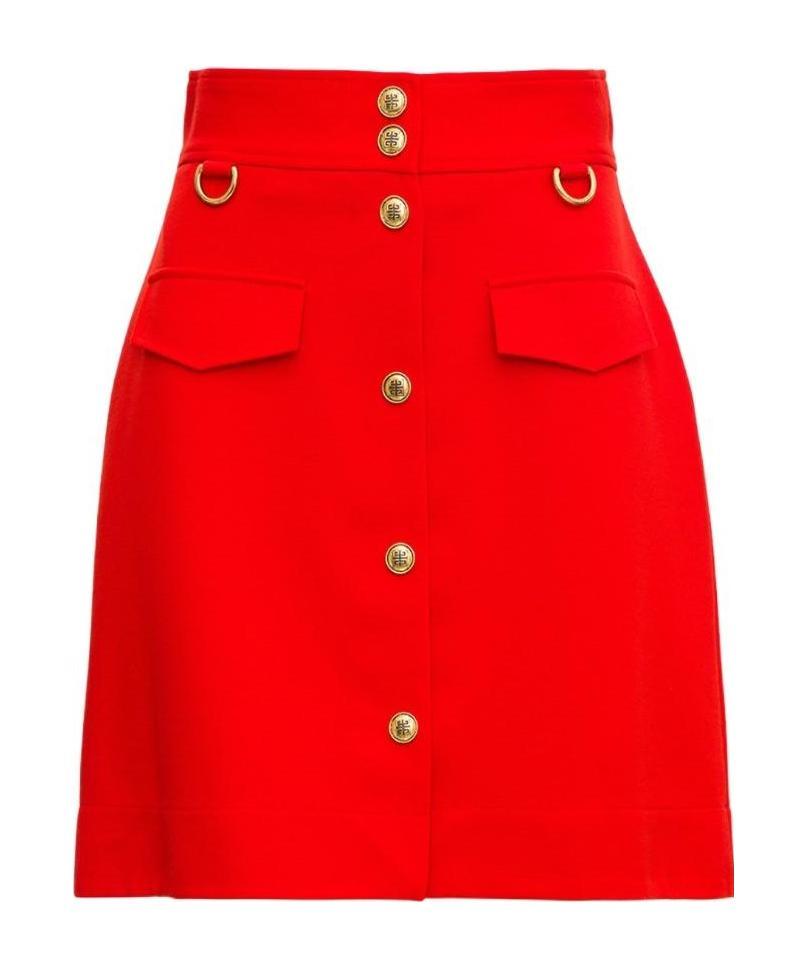 Givenchy Buttoned A-line Mini Skirt In Red