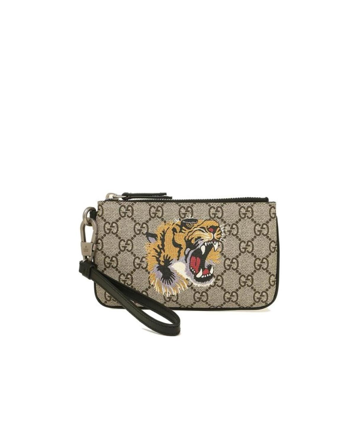 Gucci Tiger Head Printed Wallet In Nude