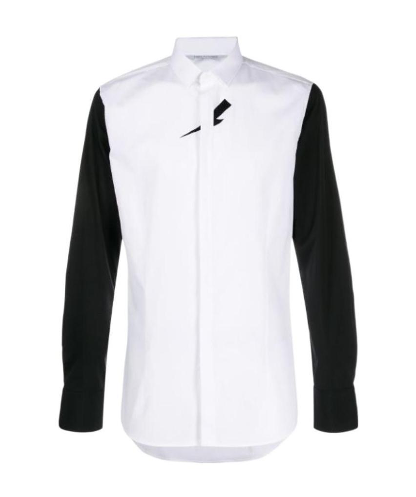 Neil Barrett Long-sleeved Lapel Shirt In White