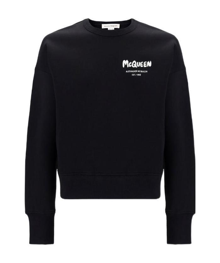 Alexander Mcqueen Logo-print Crewneck Sweatshirt In Black
