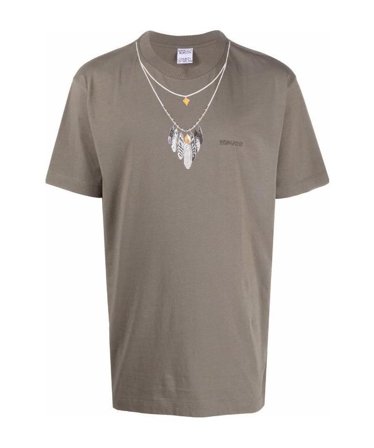 Marcelo Burlon County Of Milan Necklace-print T-shirt In Gray