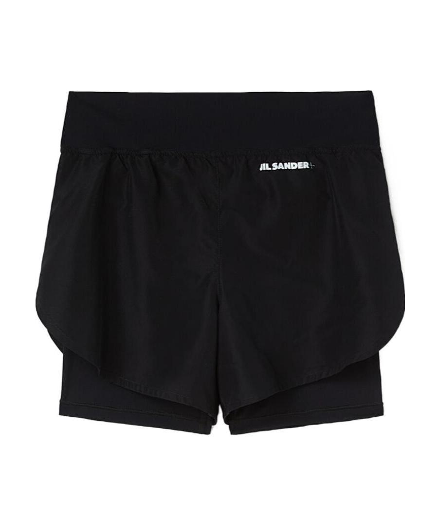 Jil Sander Logo Tech Layered Running Shorts In Black