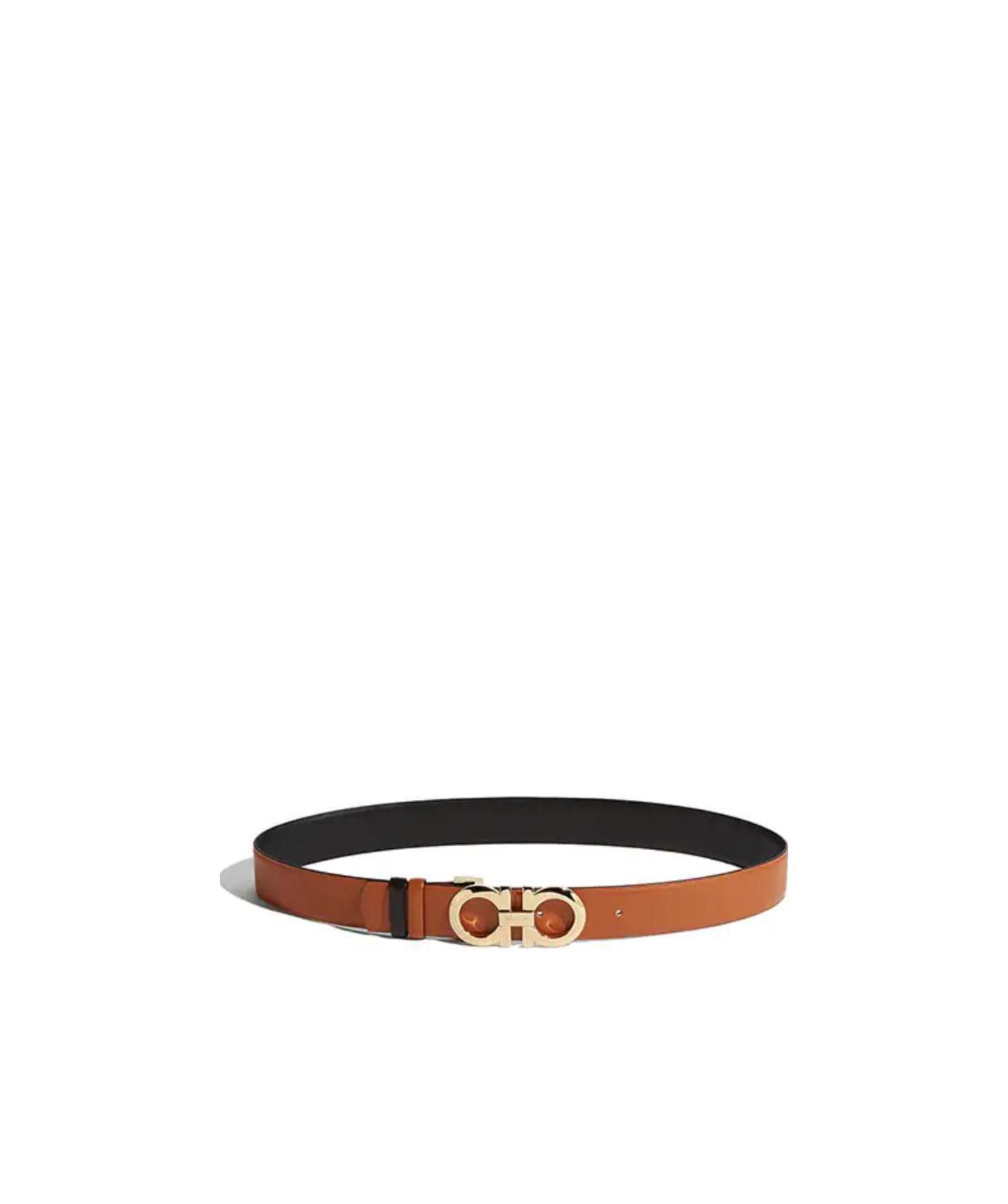 Ferragamo Gancini Reversible Grained Leather Belt In Multicolor