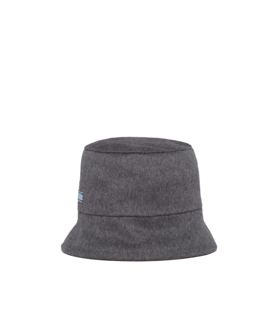 Prada Logo-patch Cashmere Bucket Hat In Black