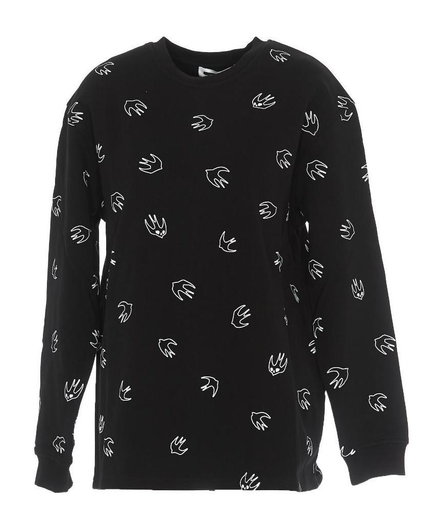 Mcq By Alexander Mcqueen Swallows Printed Sweater In Black