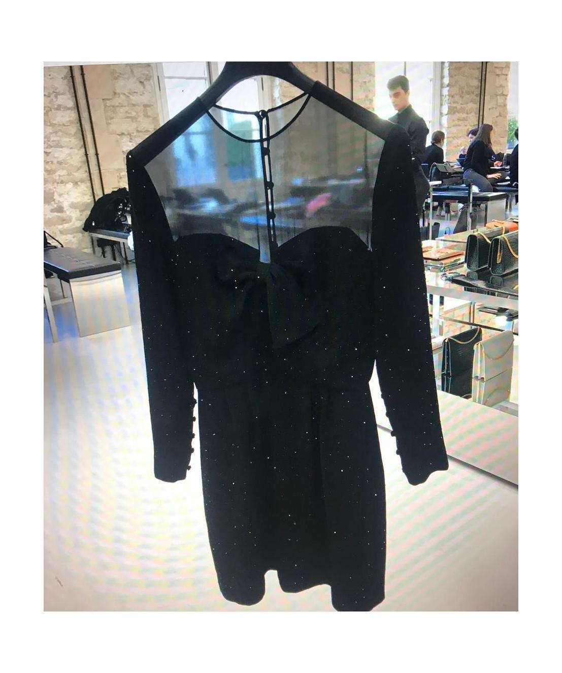 Saint Laurent Short Crystal-embellished Dress In Black