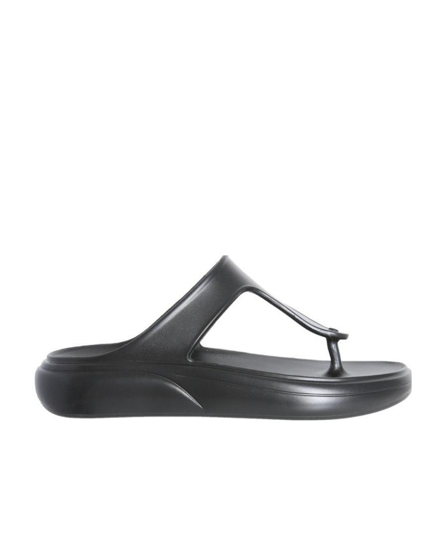 Stuart Weitzman Stuflex T-strap Slide Sandal In Black