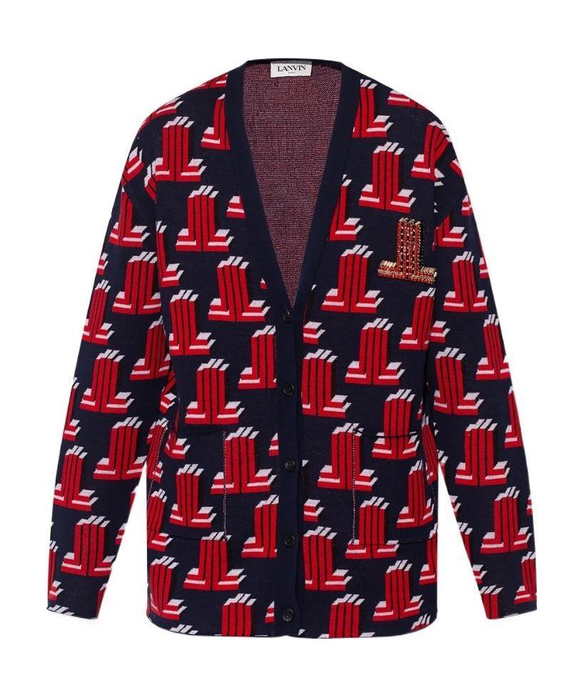 Lanvin Wool Knitted Cardigan In Black