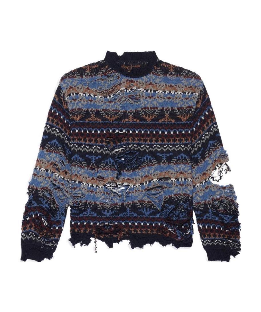 Balenciaga Distressed-effect Crew Neck Jumper In Black