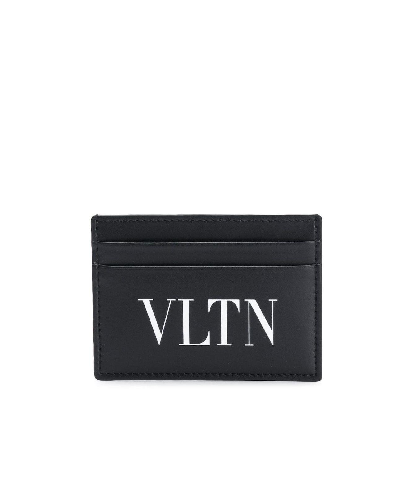 Valentino Vltn-print Cardholder In Black