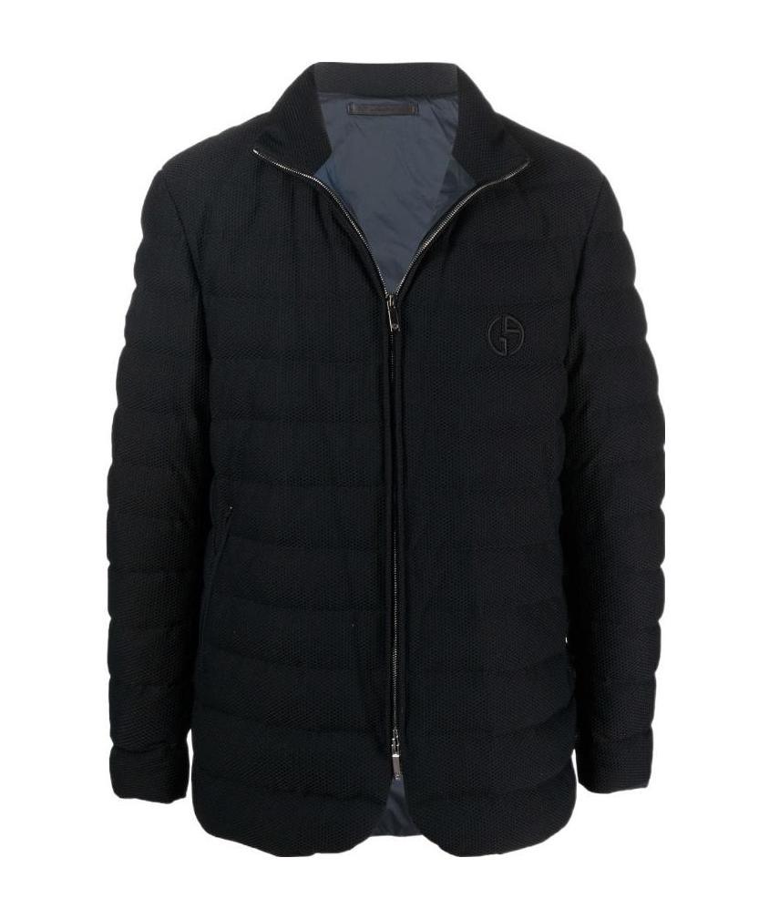 Giorgio Armani Padded Zip-up Down Jacket In Black
