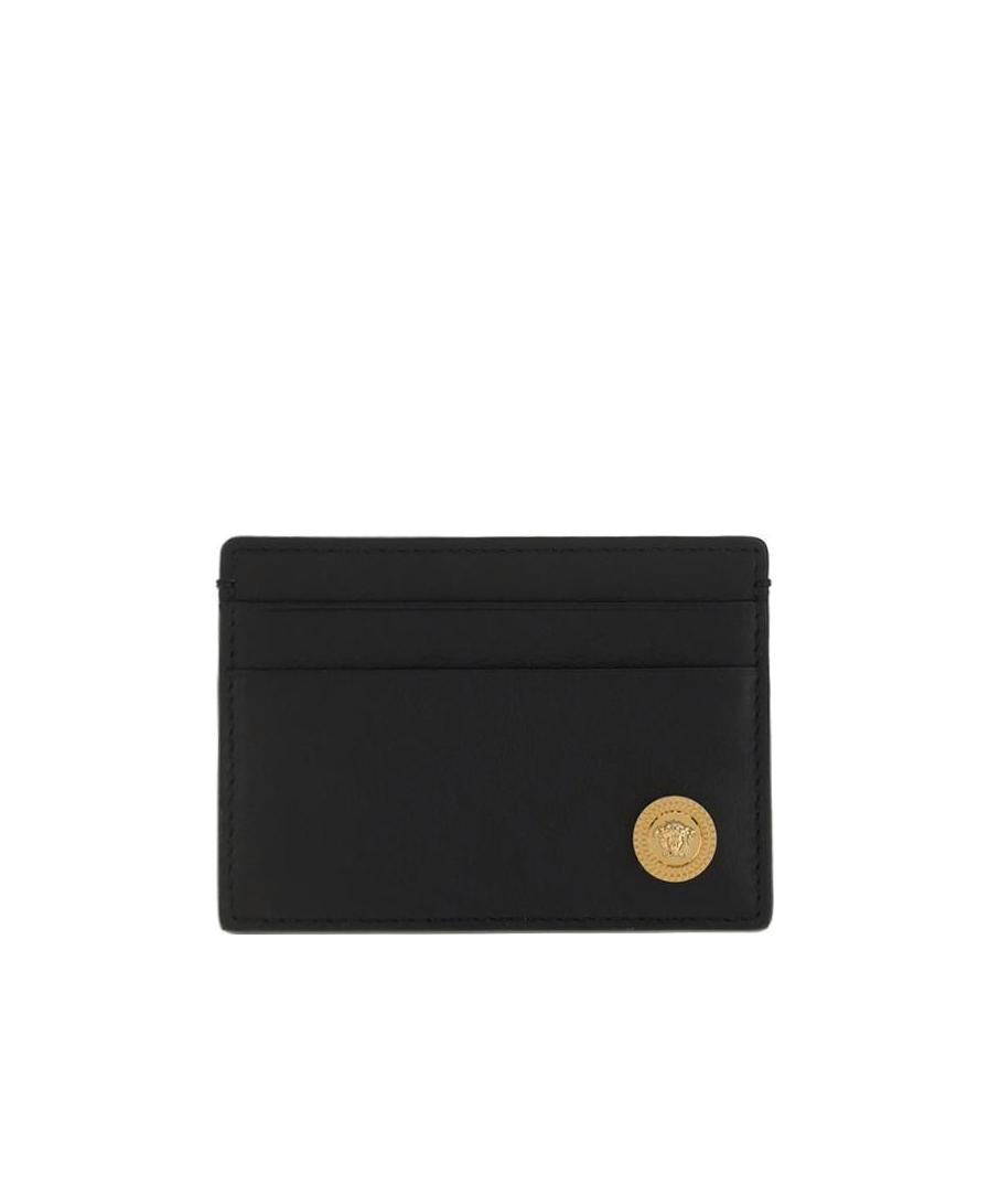 Versace Black Small Wallet With Medusa Biggie Logo In Leather Woman In Black