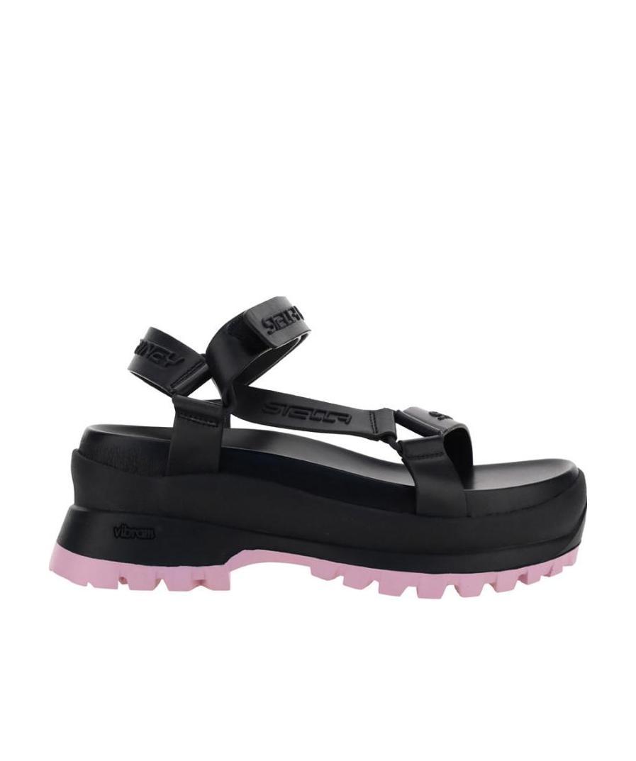 Shop Stella Mccartney Trace Logo-embossed Flatform Sandals In Black