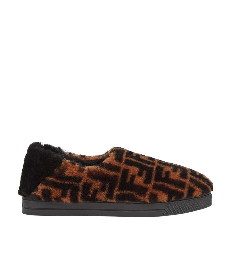Fendi Junior Shoes In Sheepskin With Logo In Black