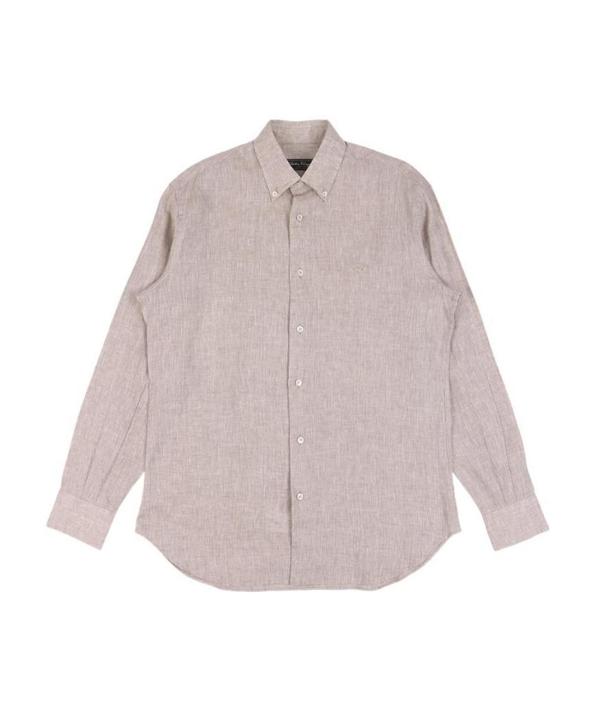 Ferragamo Embroidered Shirt With Logo In Nude