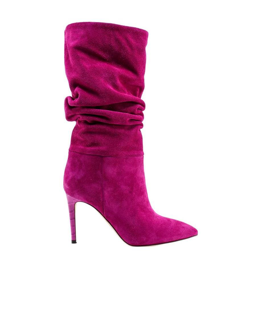 Paris Texas Slouchy Pointed Suede Boots In Purple