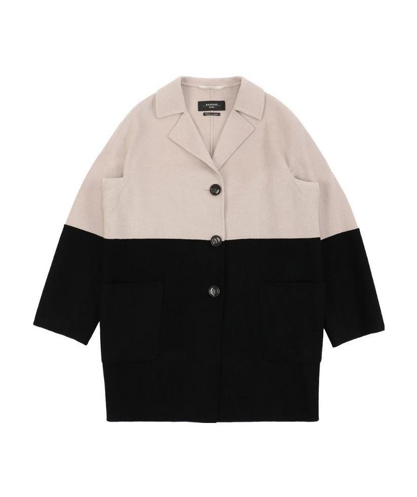 Weekend Max Mara Wool Patchwork Coat In Black