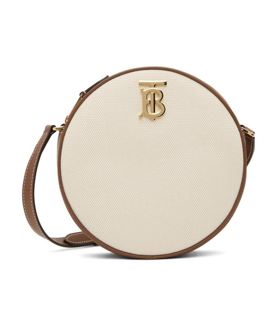 Burberry Circular Logo-plaque Crossbody Bag In Nude