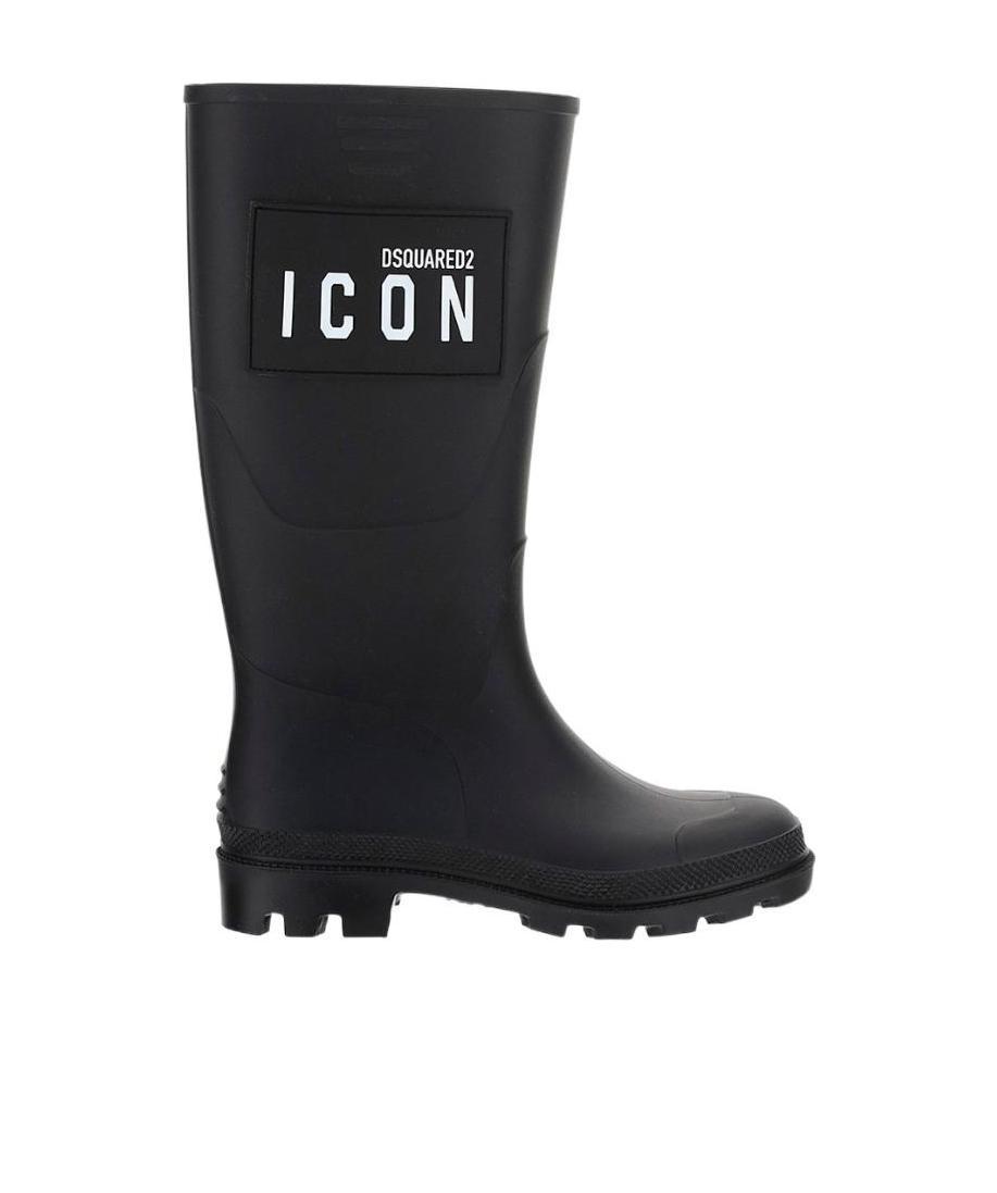 Dsquared2 Icon-print Knee-high Boots In Black